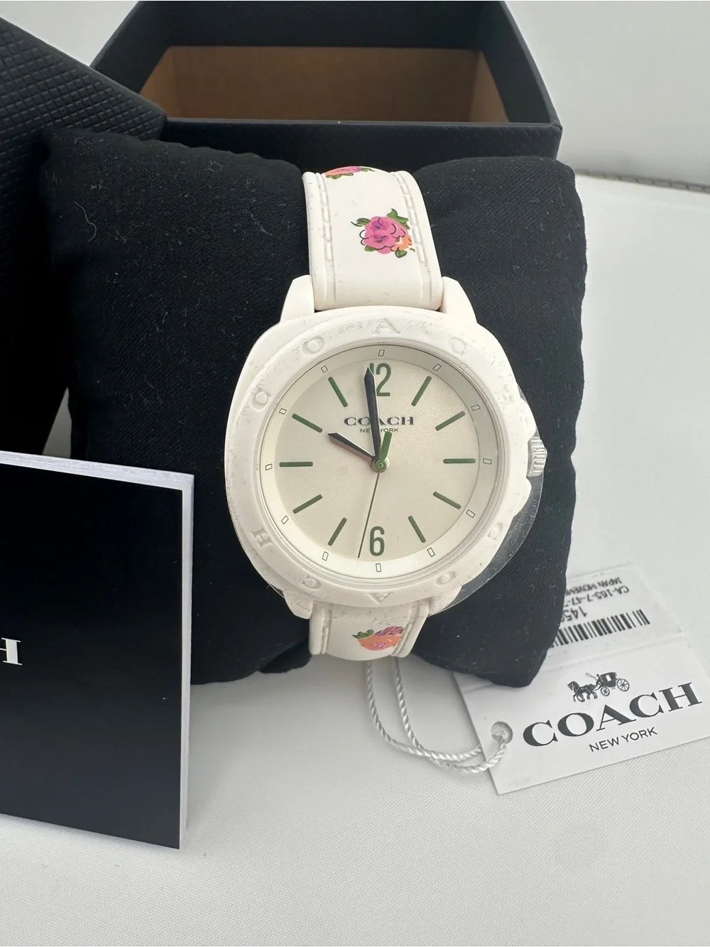 Coach White Silicone Watch with Green Dial Accents